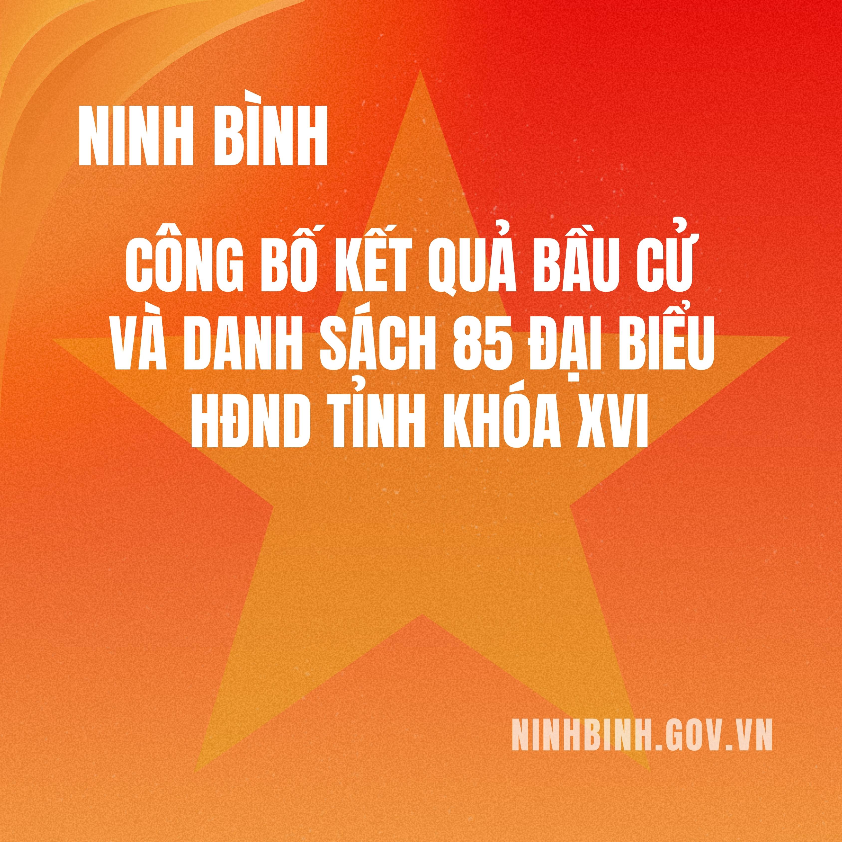 Ninh Bình công bố kết quả bầu cử và danh sách 85 đại biểu Hội đồng nhân dân tỉnh khóa XVI, nhiệm kỳ 2026 – 2031