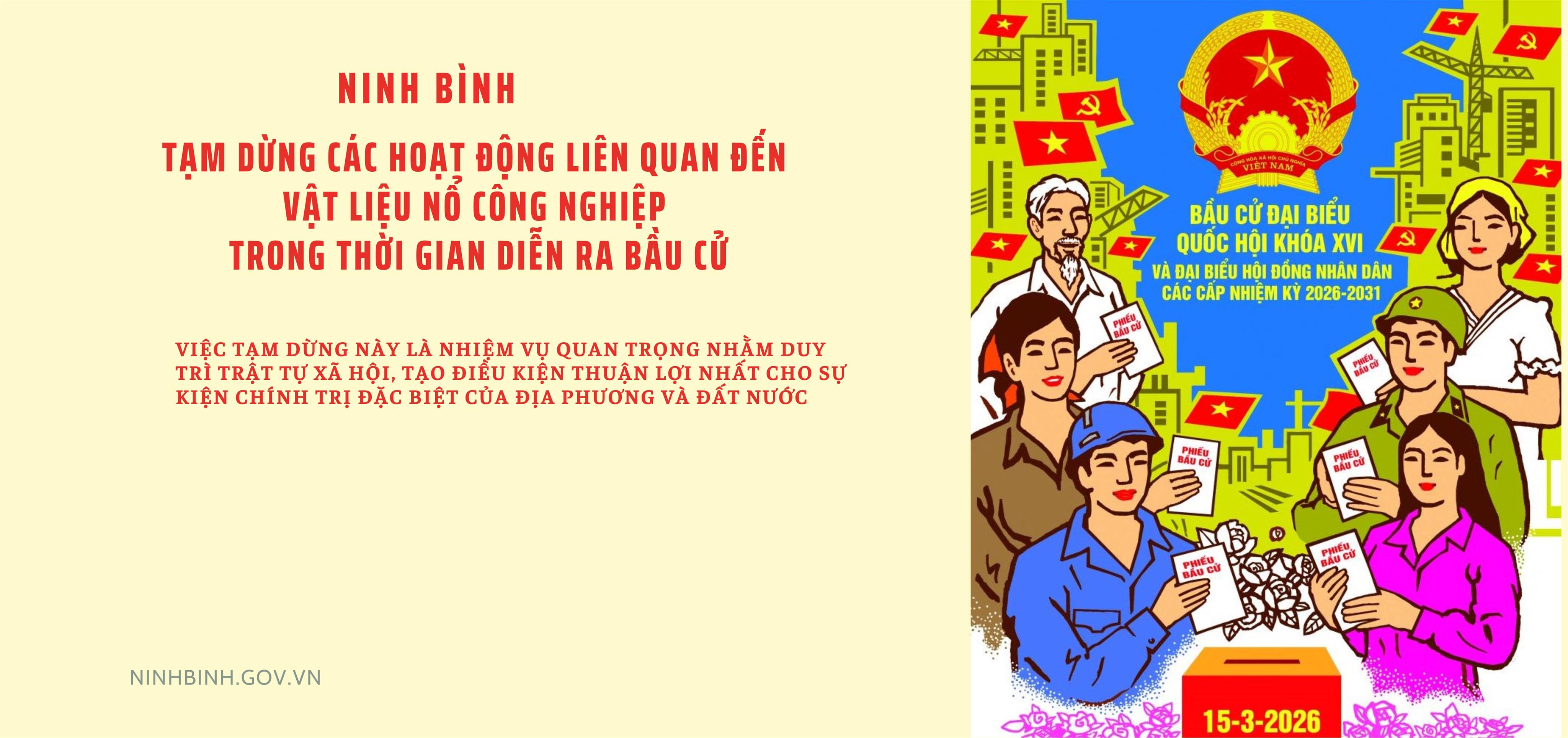 Ninh Bình: Tạm dừng hoạt động liên quan đến vật liệu nổ công nghiệp trên địa bàn