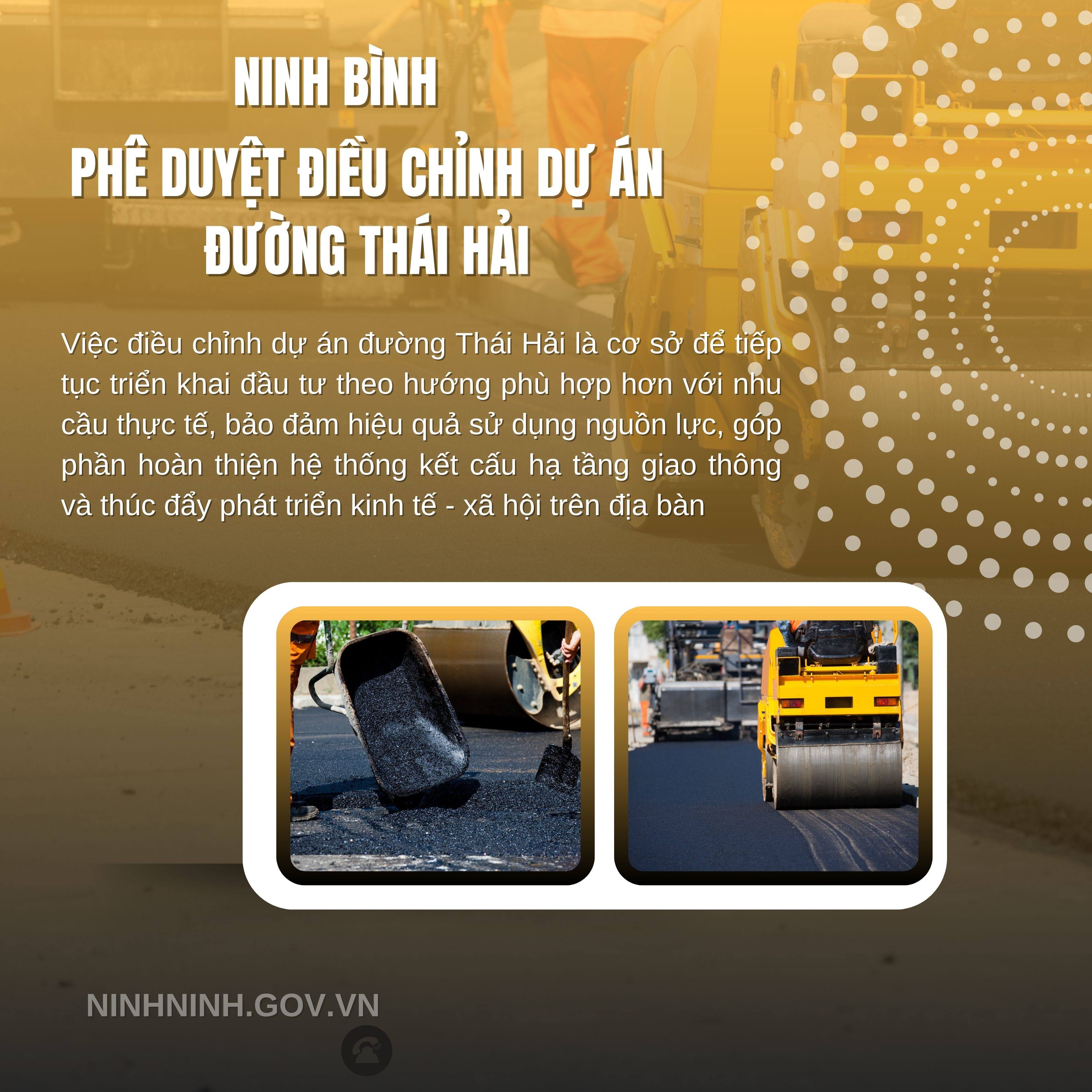 Ninh Bình phê duyệt điều chỉnh dự án đường Thái Hải