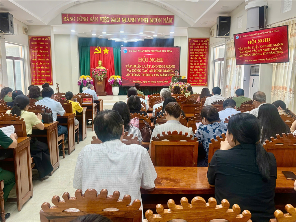 Phường Tuy Hòa tổ chức tập huấn luật an ninh mạng và công tác  an ninh mạng, an toàn thông tin năm 2026