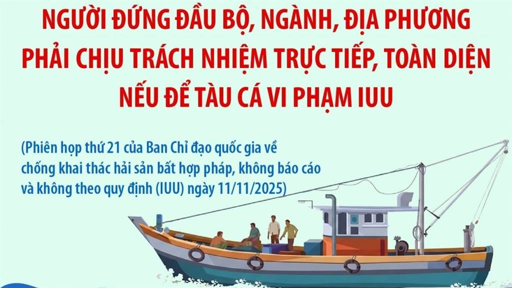 Người đứng đầu bộ, ngành, địa phương chịu trách nhiệm nếu để tàu cá vi phạm IUU
