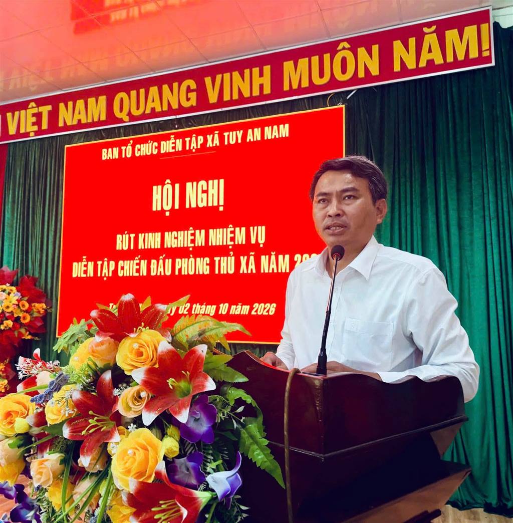 Xã Tuy An Nam rút kinh nghiệm diễn tập chiến đấu trong khu vực phòng thủ năm 2026