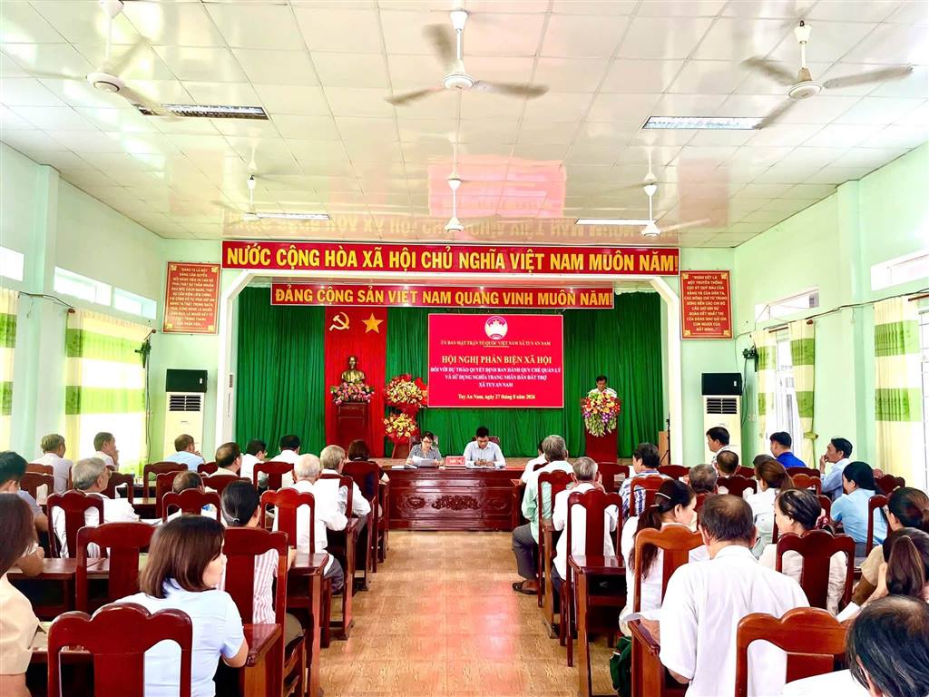 HỘI NGHỊ PHẢN BIỆN XÃ HỘI ĐỐI VỚI DỰ THẢO QUYẾT ĐỊNH BAN HÀNH QUY CHẾ QUẢN LÝ VÀ SỬ DỤNG NGHĨA TRANG NHÂN DÂN ĐẤT TRỢ XÃ TUY AN NAM