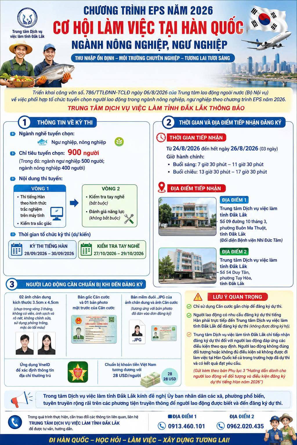 Thông báo tuyển lao động thời vụ tại Hàn Quốc!