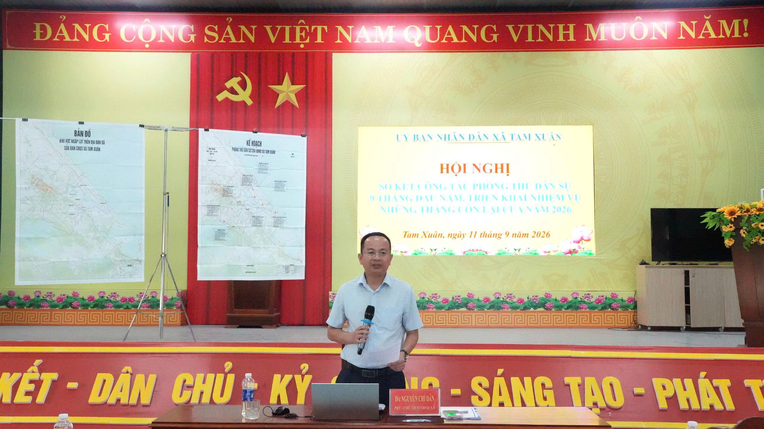 Xã Tam Xuân sơ kết công tác phòng thủ dân sự 9 tháng đầu năm, triển khai nhiệm vụ trọng tâm những tháng cuối năm 2026
