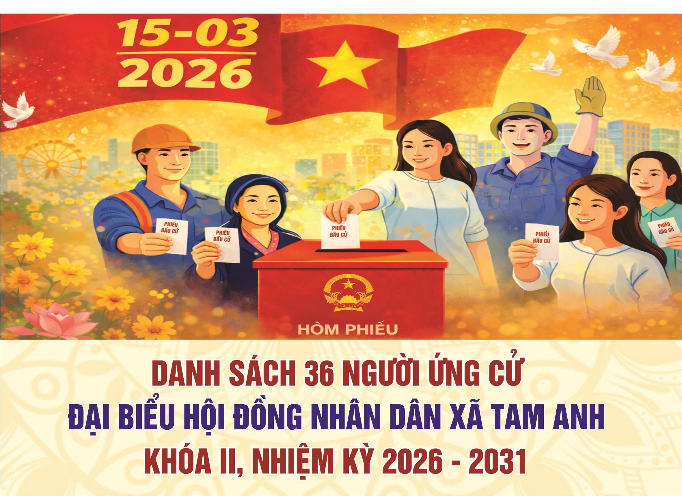 [Infographic] - Danh sách 36 người ứng cử đại biểu HĐND xã Tam Anh, khóa II nhiệm kỳ 2026 - 2031