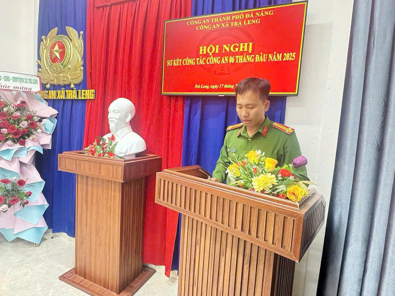 CÔNG AN XÃ TRÀ LENG TỔ CHỨC HỘI NGHỊ SƠ KẾT CÔNG TÁC CÔNG AN 6 THÁNG ĐẦU NĂM 2025
