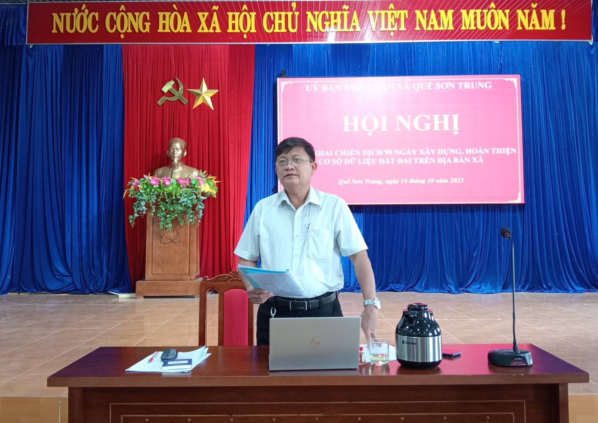 UBND xã Quế Sơn Trung tổ chức Hội nghị triển khai Chiến dịch 90 ngày xây dựng, hoàn thiện cơ sở dữ liệu đất đai
