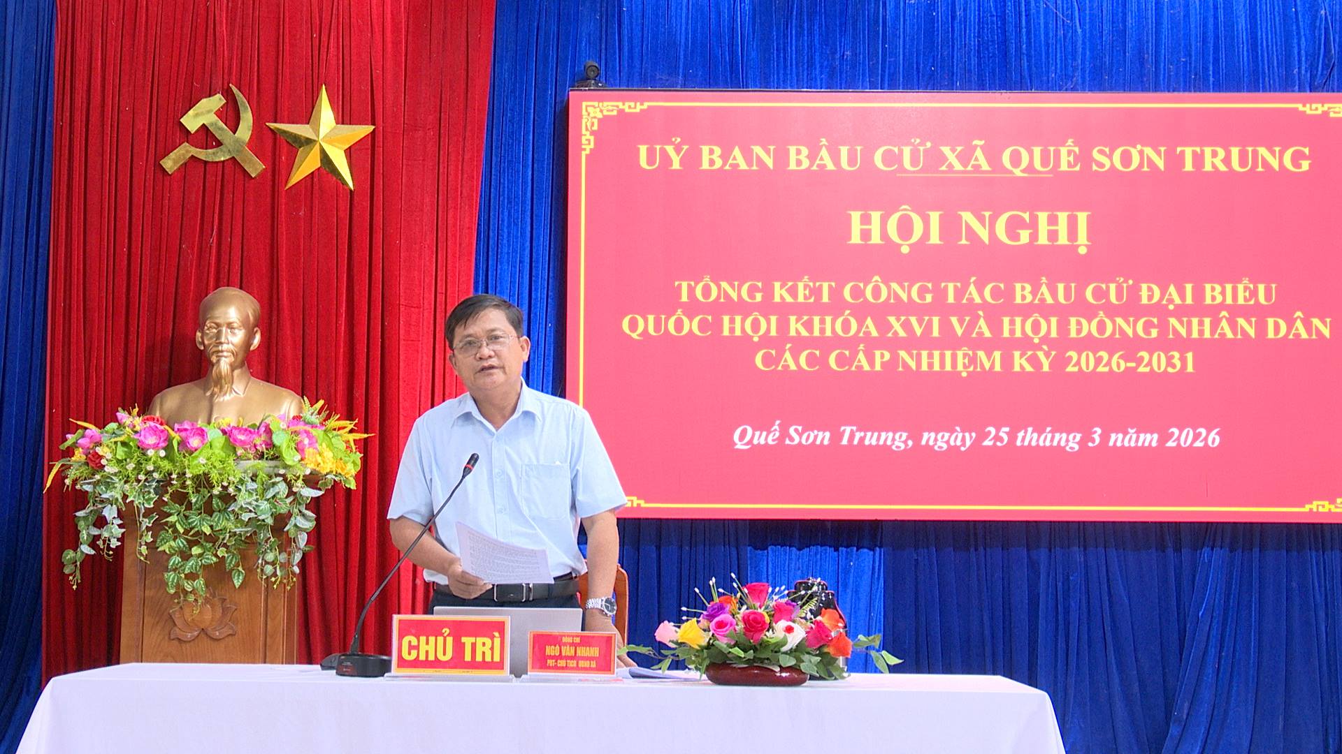 xã Quế Sơn Trung tổ chức Hội nghị Tổng kết công tác Bầu cử Đại biểu Quốc hội khóa XVI và Đại biểu HĐND các cấp nhiệm kỳ 2026 - 2031