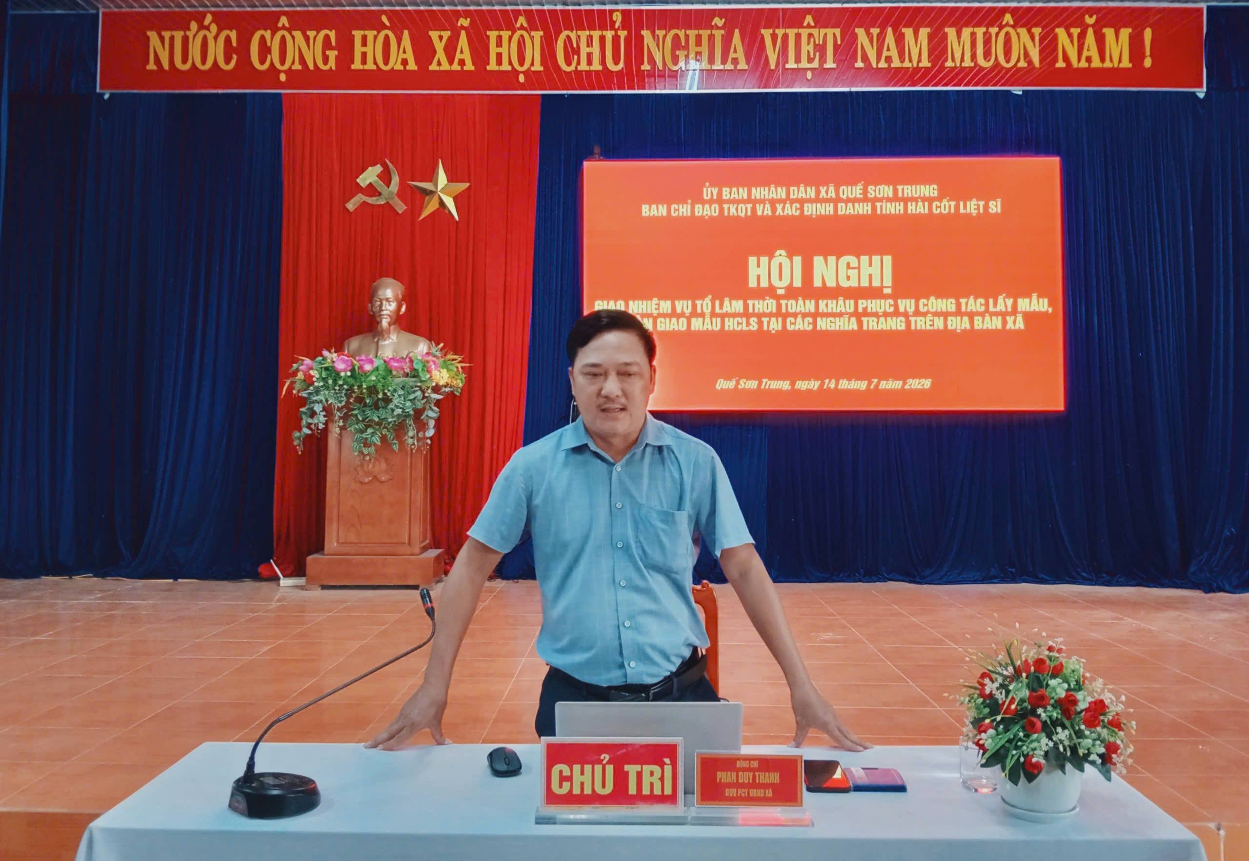 Xã Quế Sơn Trung họp giao nhiệm vụ phụ vụ lấy mẫu hài cốt Liệt sỹ.