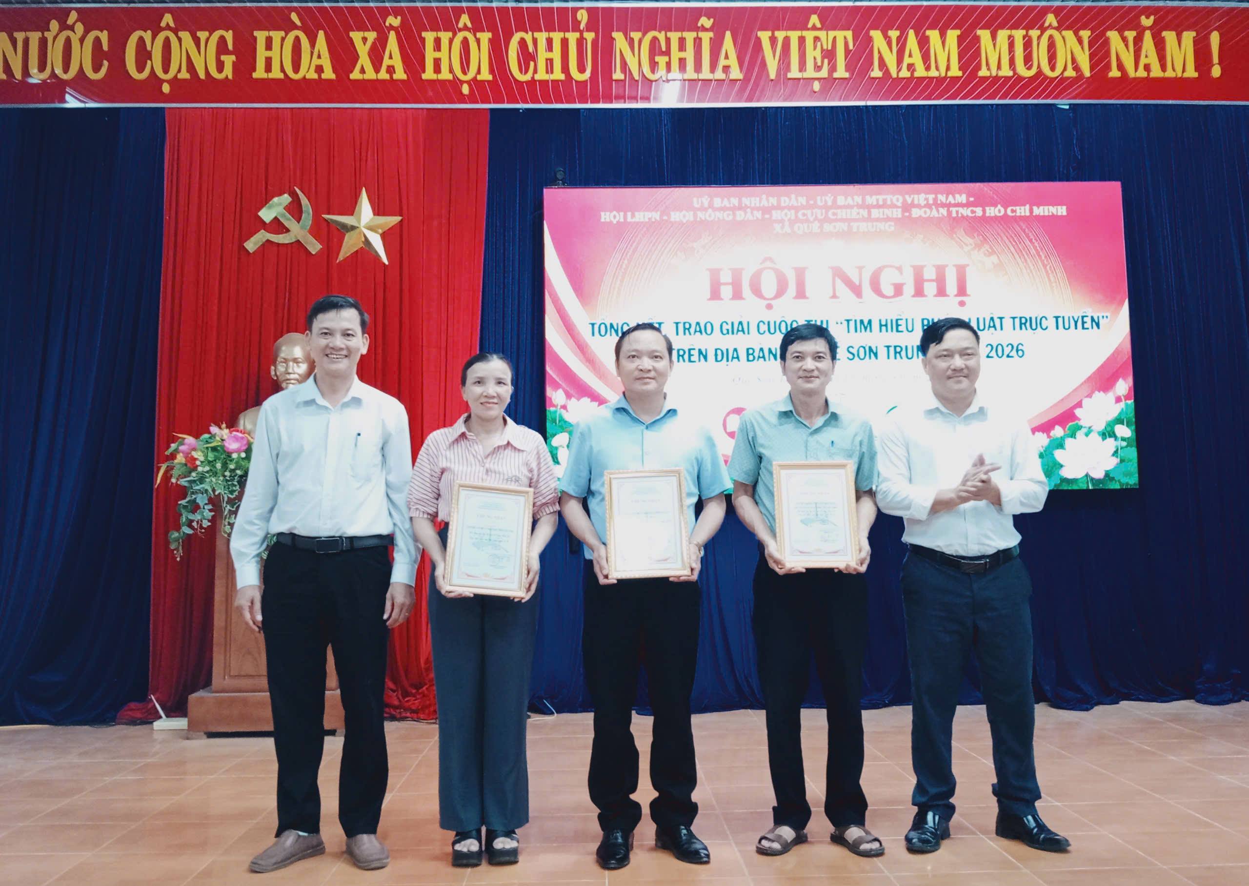 Xã Quế Sơn Trung trao giải Cuộc thi tìm hiểu pháp luật trực tuyến năm 2026