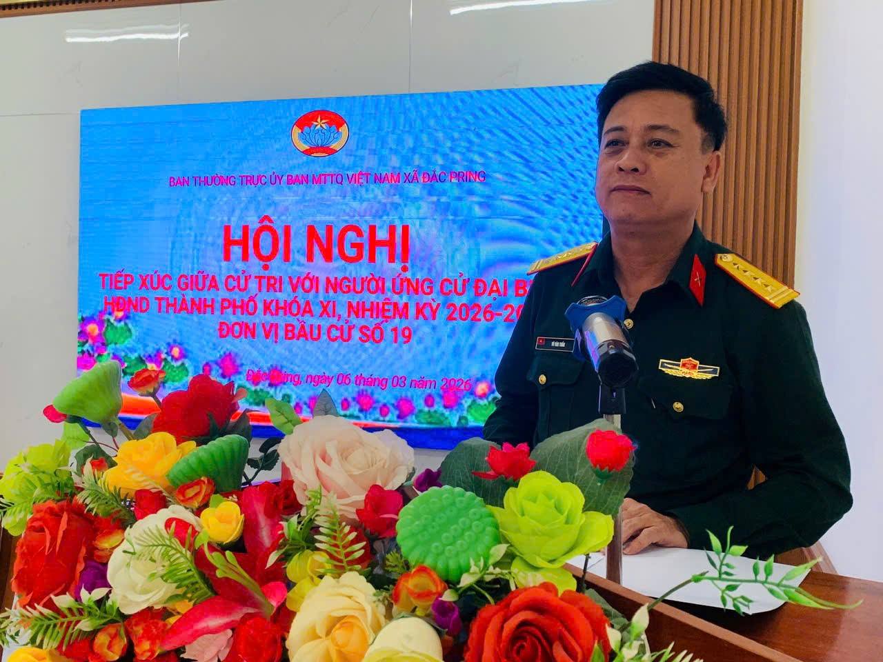 Tiếp xúc giữa cử tri và người ứng cử Đại biểu Hội đồng nhân dân thành phố Đà Nẵng khóa XI, nhiệm kỳ 2026-2031 tiếp xúc cử tri tại đơn vị số 19 tại xã Đắc Pring.