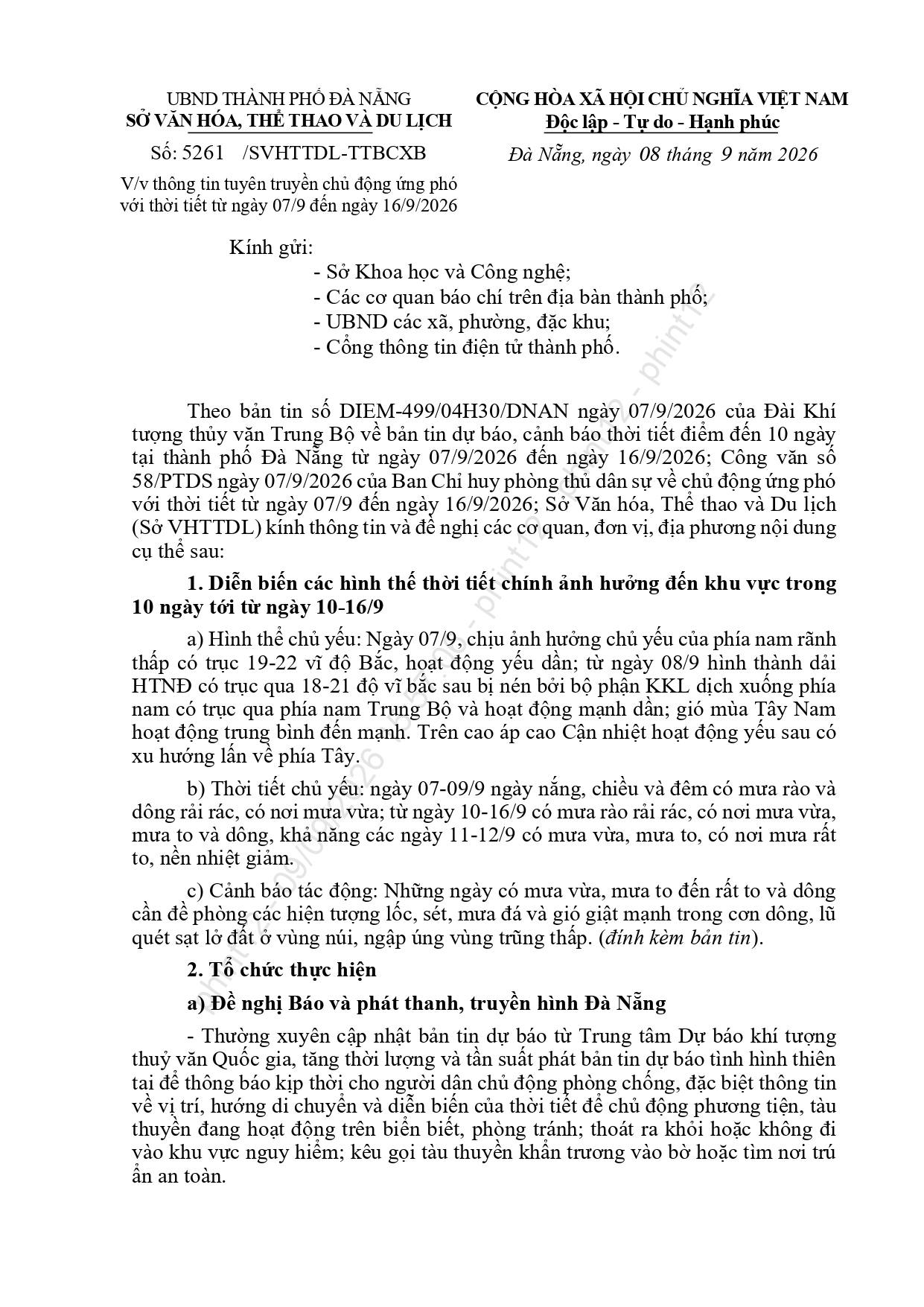 THÔNG TIN TUYÊN TRUYỀN VỀ TÌNH HÌNH THỜI TIẾT TỪ NAY ĐẾN NGÀY 16/9/2026 TRÊN ĐỊA BÀN THÀNH PHỐ ĐÀ NẴNG