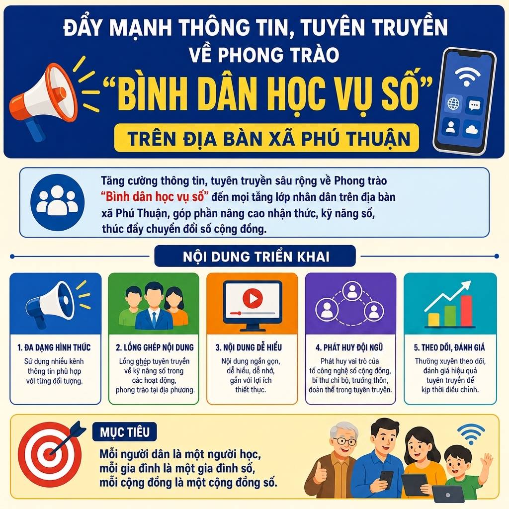 TIẾP TỤC ĐẨY MẠNH PHONG TRÀO BÌNH DÂN HỌC VỤ SỐ TRÊN ĐỊA BÀN XÃ PHÚ THUẬN