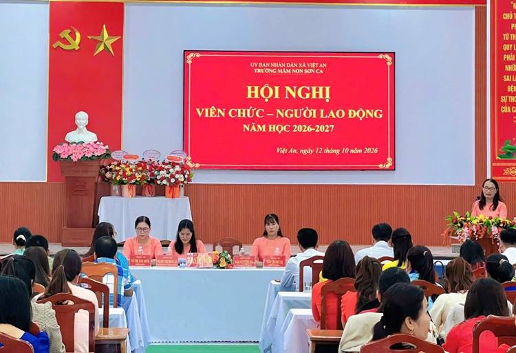 TRƯỜNG MẦM NON SƠN CA TỔ CHỨC HỘI NGHỊ VIÊN CHỨC, NGƯỜI LAO ĐỘNG NĂM HỌC 2026–2027