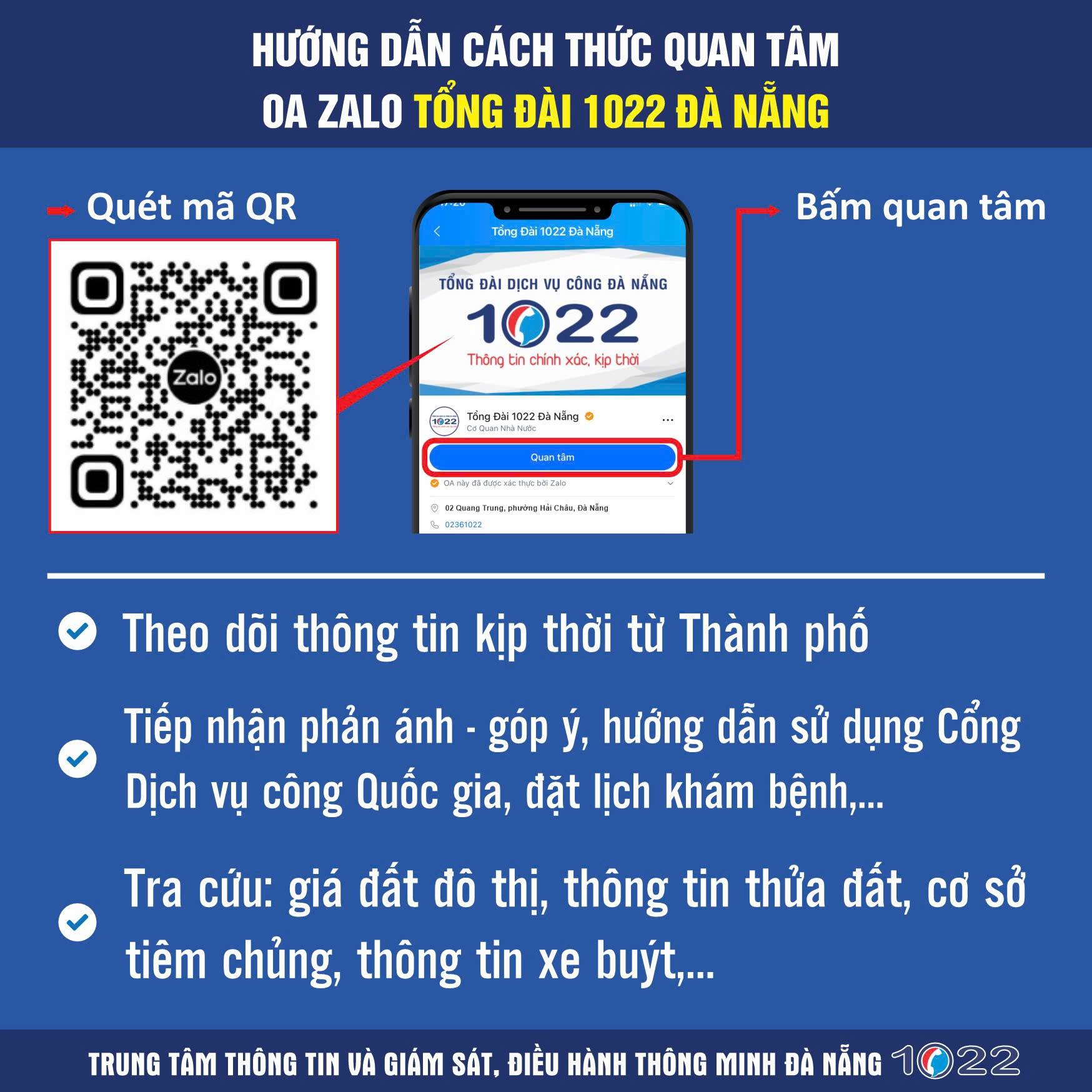ĐÀ NẴNG TRIỂN KHAI KÊNH ZALO “TỔNG ĐÀI 1022” – TĂNG CƯỜNG TƯƠNG TÁC GIỮA CHÍNH QUYỀN VÀ NGƯỜI DÂN