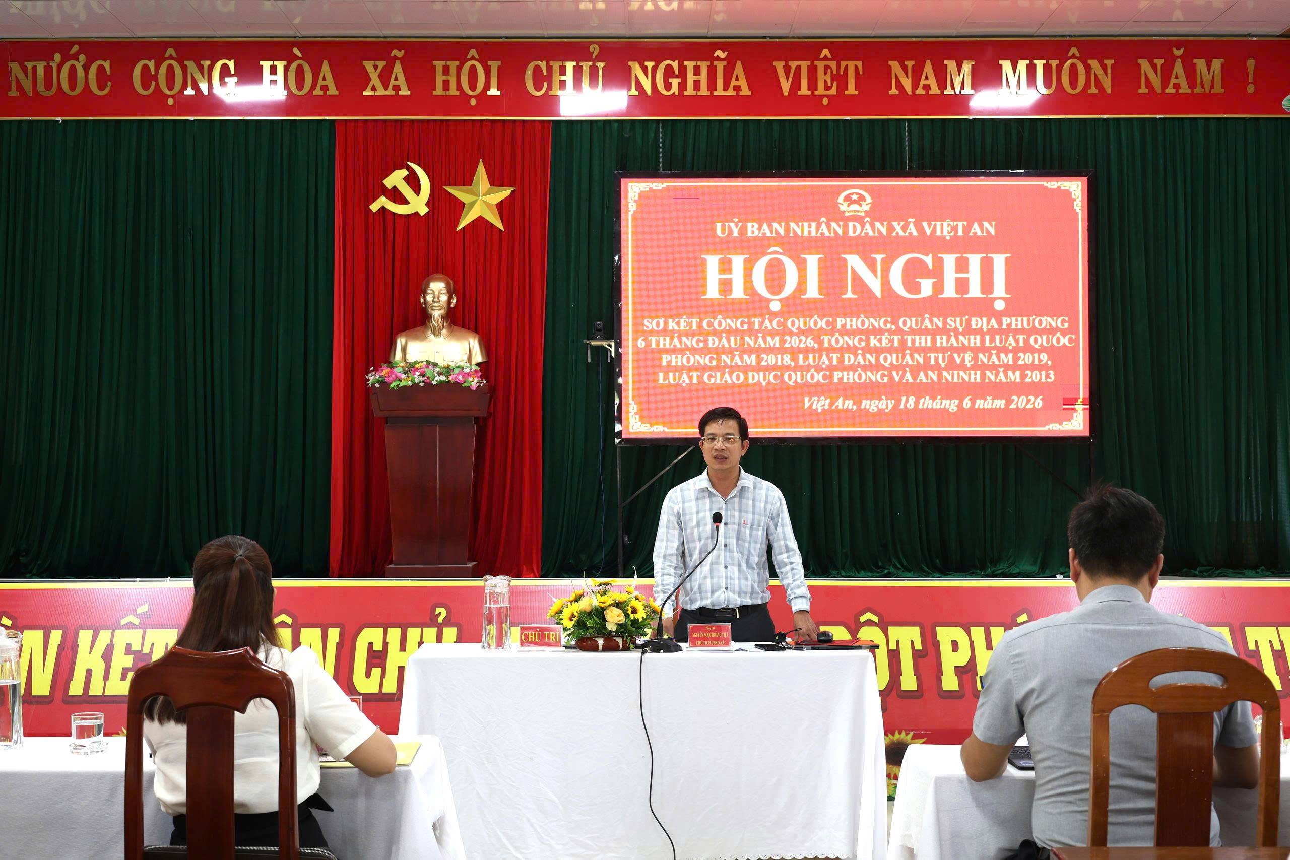 XÃ VIỆT AN SƠ KẾT CÔNG TÁC QUỐC PHÒNG, QUÂN SỰ ĐỊA PHƯƠNG 6 THÁNG ĐẦU NĂM 2026