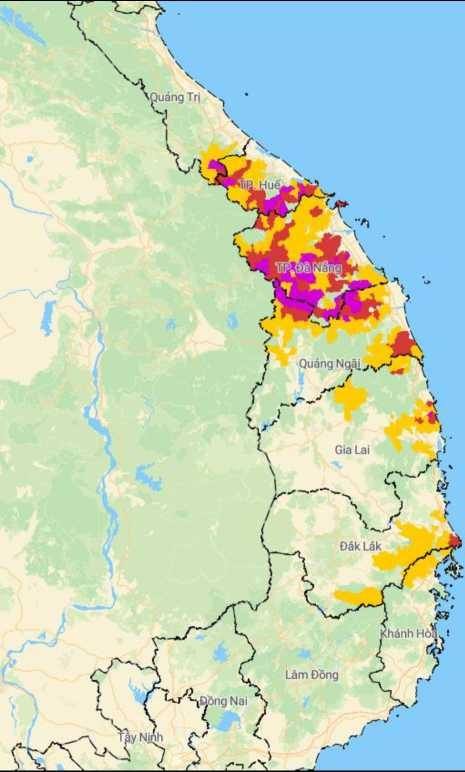 TIN CẢNH BÁO LŨ QUÉT, SẠT LỞ ĐẤT, SỤT LÚN ĐẤT DO MƯA LŨ HOẶC DÒNG CHẢY TRÊN KHU VỰC CÁC TỈNH/THÀNH PHỐ TỪ QUẢNG TRỊ ĐẾN ’ KHÁNH HÒA