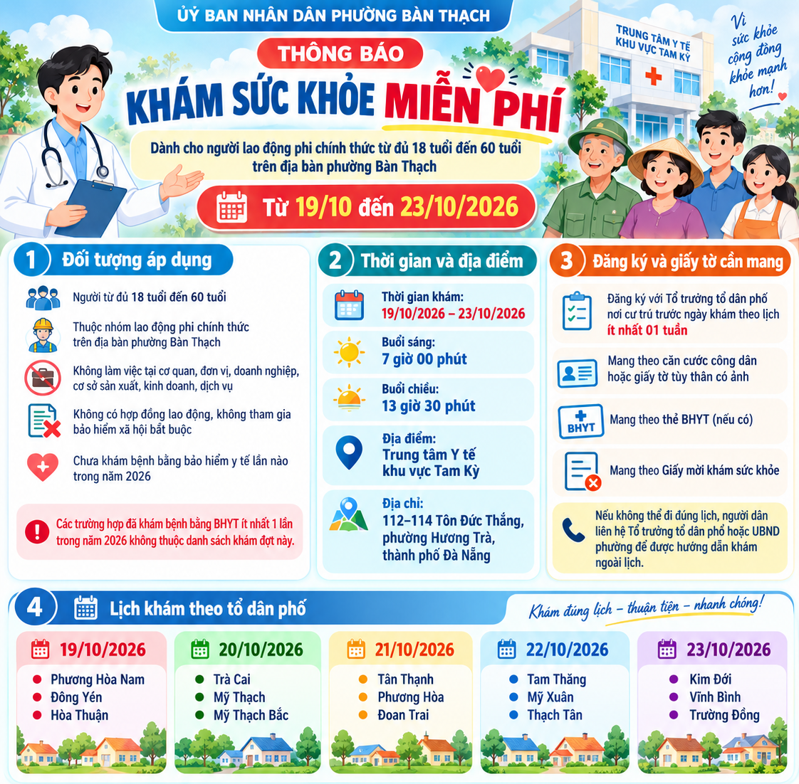THÔNG BÁO KHÁM SỨC KHỎE MIỄN PHÍ