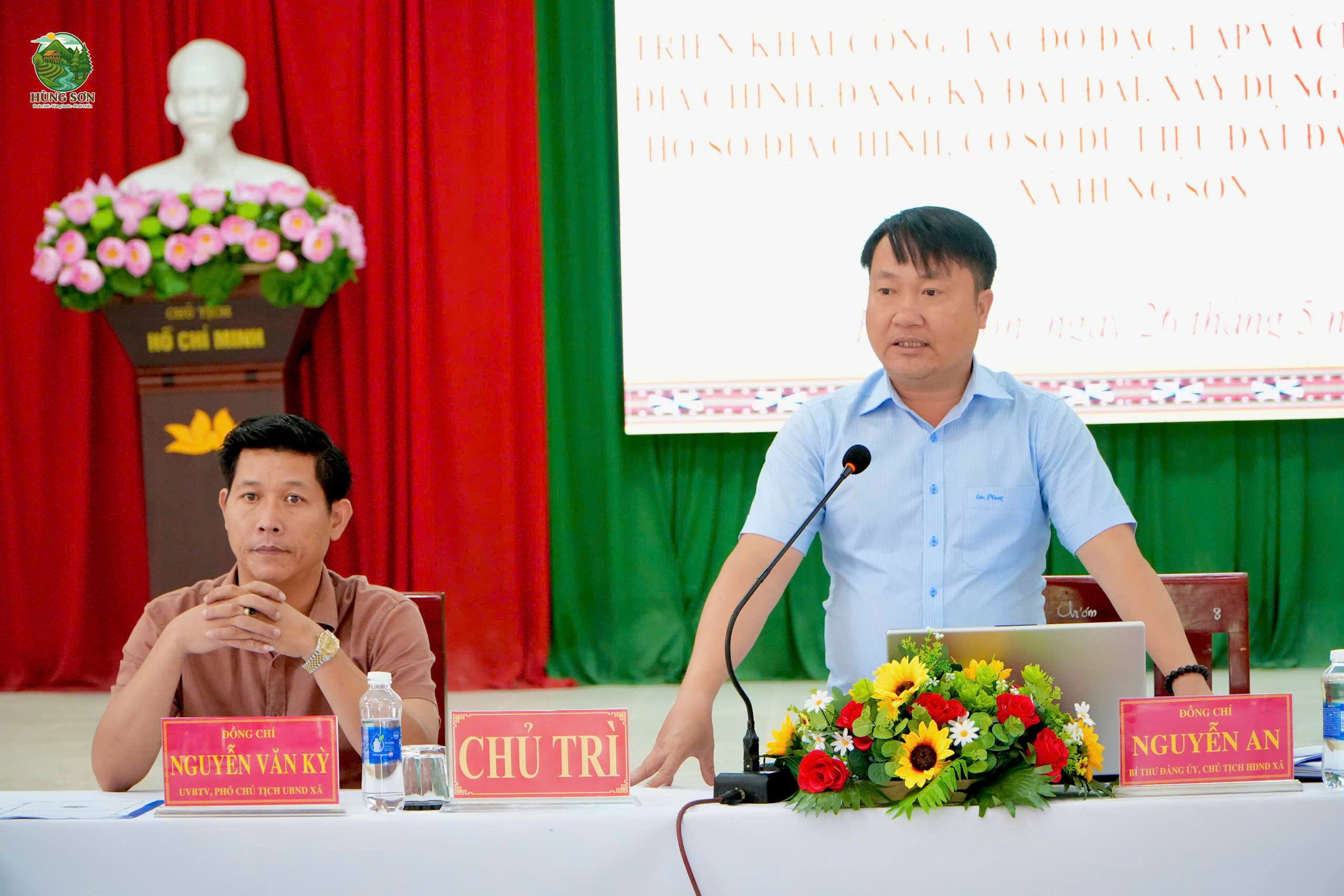 HỘI NGHỊ BAN CHỈ ĐẠO TRIỂN KHAI CÔNG TÁC ĐO ĐẠC, LẬP VÀ CHỈNH LÝ BẢN ĐỒ ĐỊA CHÍNH; XÂY DỰNG, HOÀN THIỆN HỒ SƠ ĐỊA CHÍNH VÀ CƠ SỞ DỮ LIỆU ĐẤT ĐAI TRÊN ĐỊA BÀN XÃ HÙNG SƠN