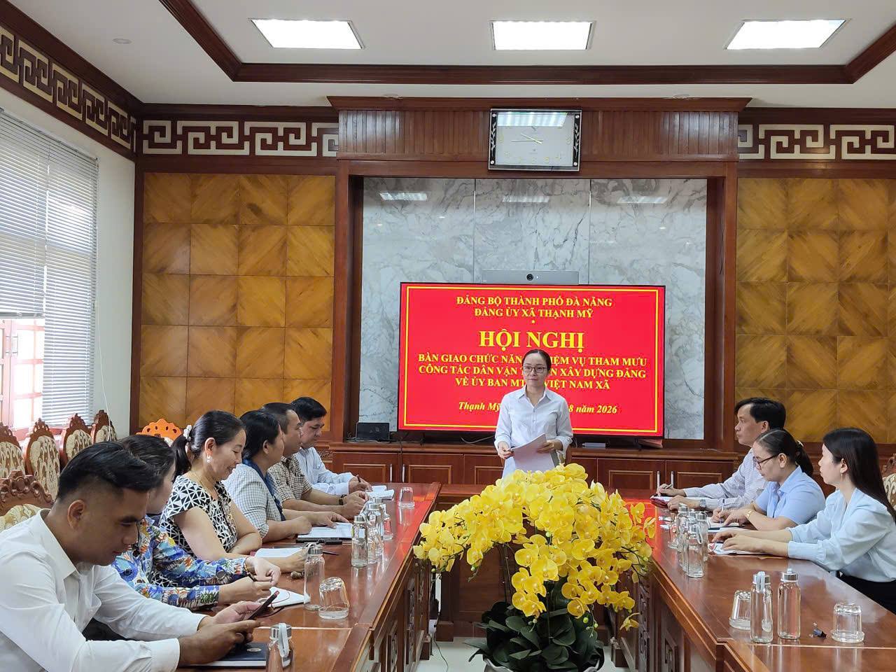 Hội nghị bàn giao chức năng, nhiệm vụ tham mưu công tác dân vận từ Ban Ban Xây dựng Đảng Đảng ủy sang Ủy ban Mặt trận Tổ quốc, các đoàn thể xã hội xã