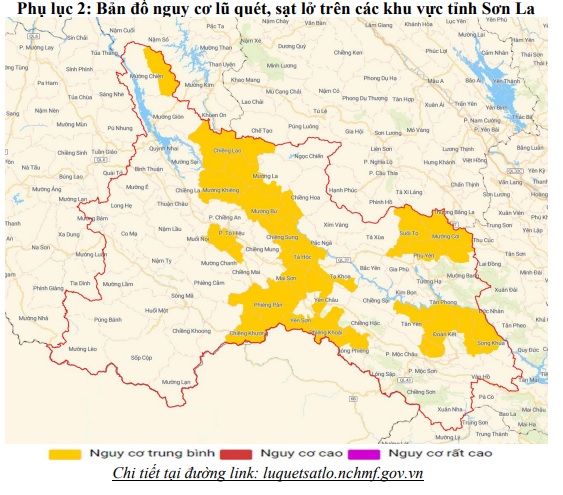 Tin cảnh báo lũ quét, sạt lở đất, sụt lún đất do mưa lũ hoặc dòng chảy trên khu vực tỉnh sơn la
