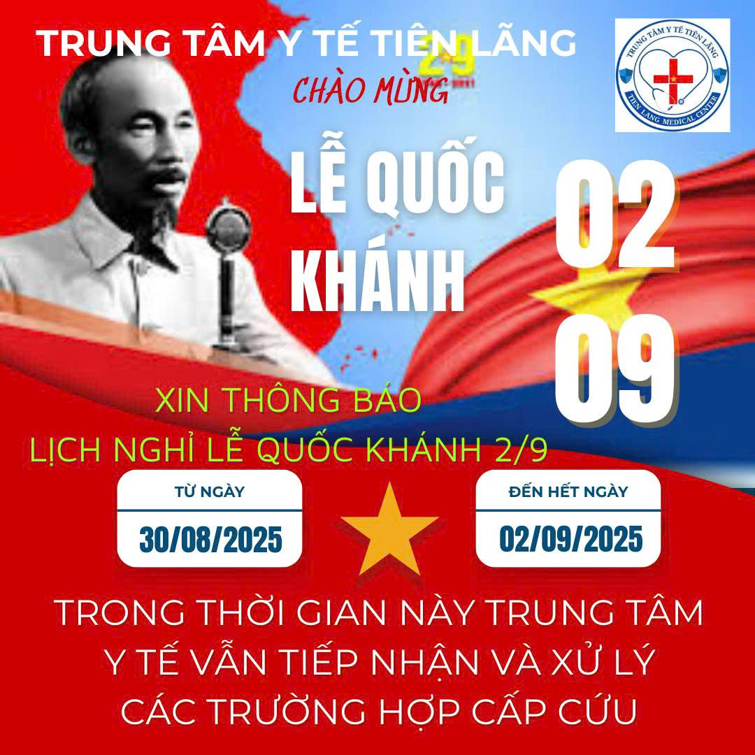 Thông báo về việc nghỉ lễ Quốc khánh 2/9 của TTYT Tiên Lãng