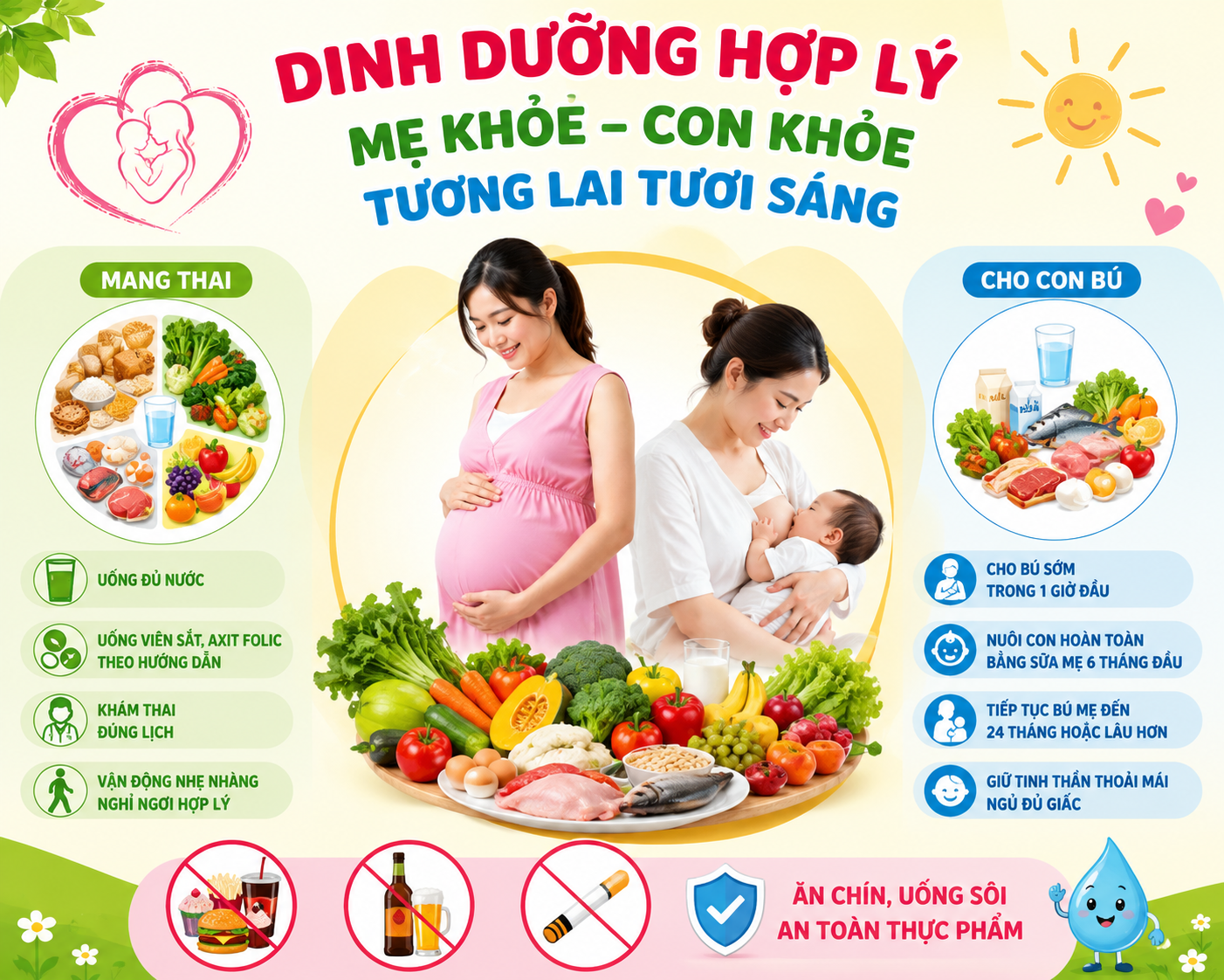 DINH DƯỠNG HỢP LÝ CHO PHỤ NỮ MANG THAI VÀ PHỤ NỮ CHO CON BÚ