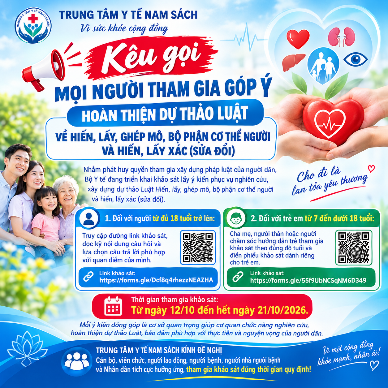 CHUNG TAY GÓP Ý HOÀN THIỆN DỰ THẢO LUẬT VỀ HIẾN, LẤY, GHÉP MÔ, BỘ PHẬN CƠ THỂ NGƯỜI VÀ HIẾN, LẤY XÁC (SỬA ĐỔI)