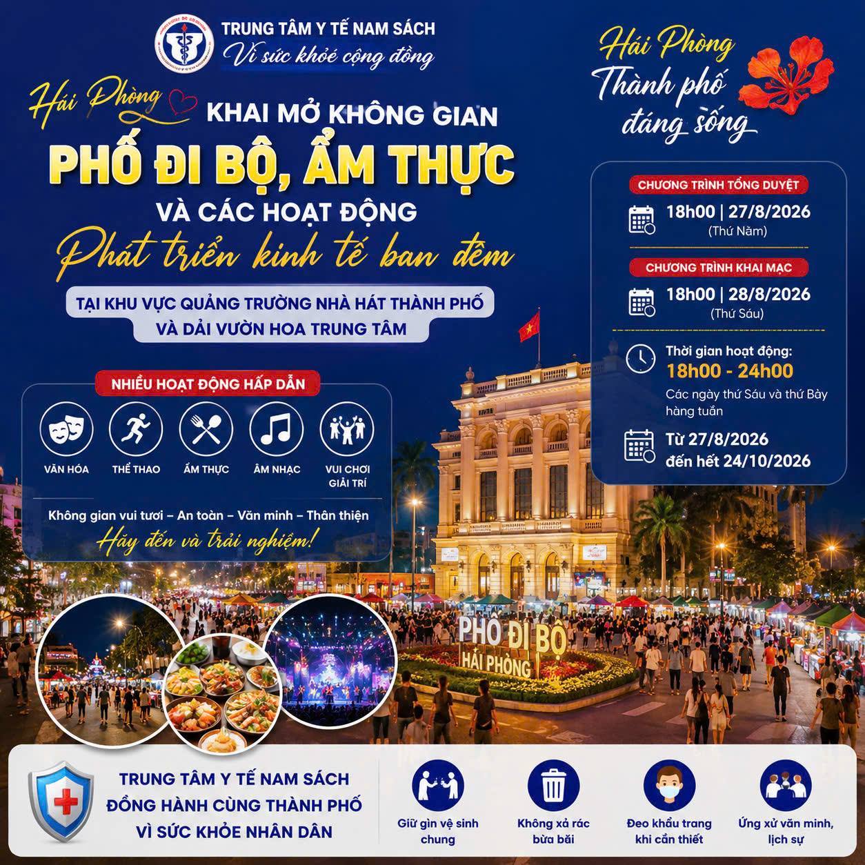 Cùng hòa mình vào không gian phố đi bộ – thưởng thức ẩm thực  – trải nghiệm văn hóa và tận hưởng những khoảnh khắc vui tươi tại không gian phố đi bộ Hải Phòng!