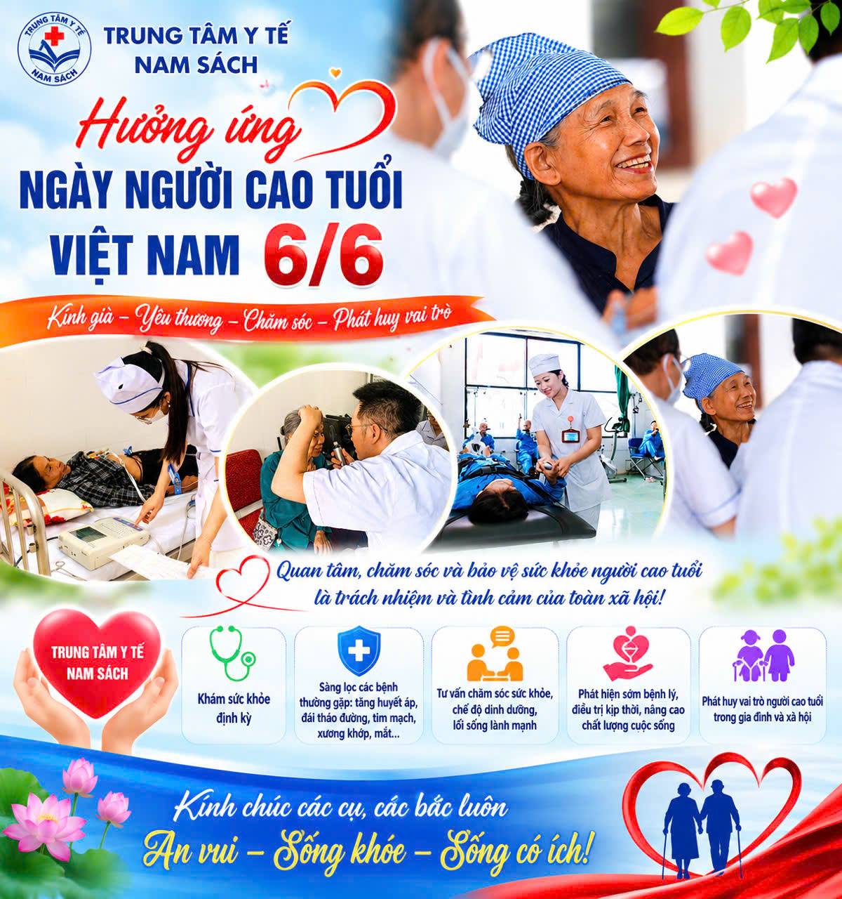 TRUNG TÂM Y TẾ NAM SÁCH HƯỞNG ỨNG NGÀY TRUYỀN THỐNG NGƯỜI CAO TUỔI VIỆT NAM 06/6