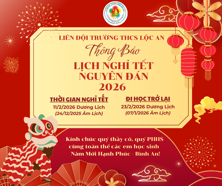 🎉🎉 THÔNG BÁO🎉🎉🎉 😍😍 LỊCH NGHỈ TẾT - XUÂN BÌNH NGỌ NĂM 2026 😍😍