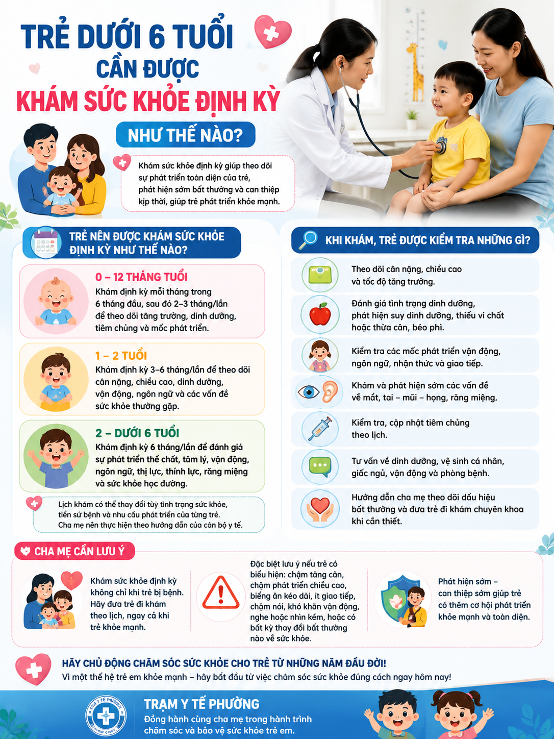 TRẺ DƯỚI 6 TUỔI CẦN ĐƯỢC KHÁM SỨC KHỎE ĐỊNH KỲ NHƯ THẾ NÀO?