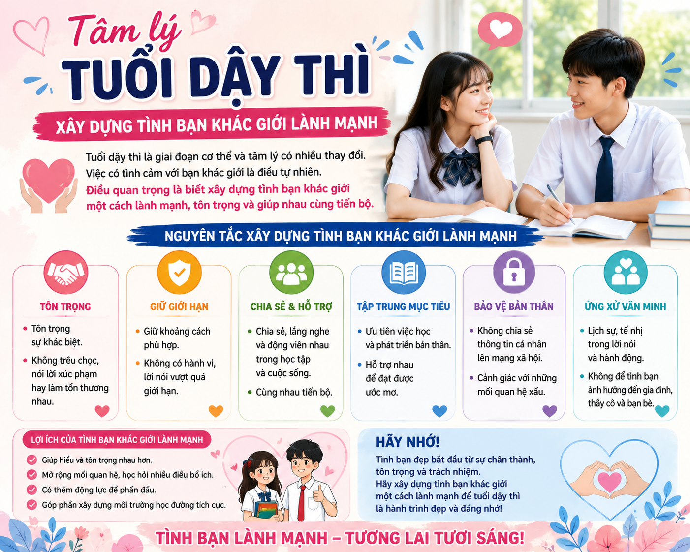 TÌNH BẠN KHÁC GIỚI Ở TUỔI DẬY THÌ – HIỂU ĐÚNG, ỨNG XỬ ĐÚNG