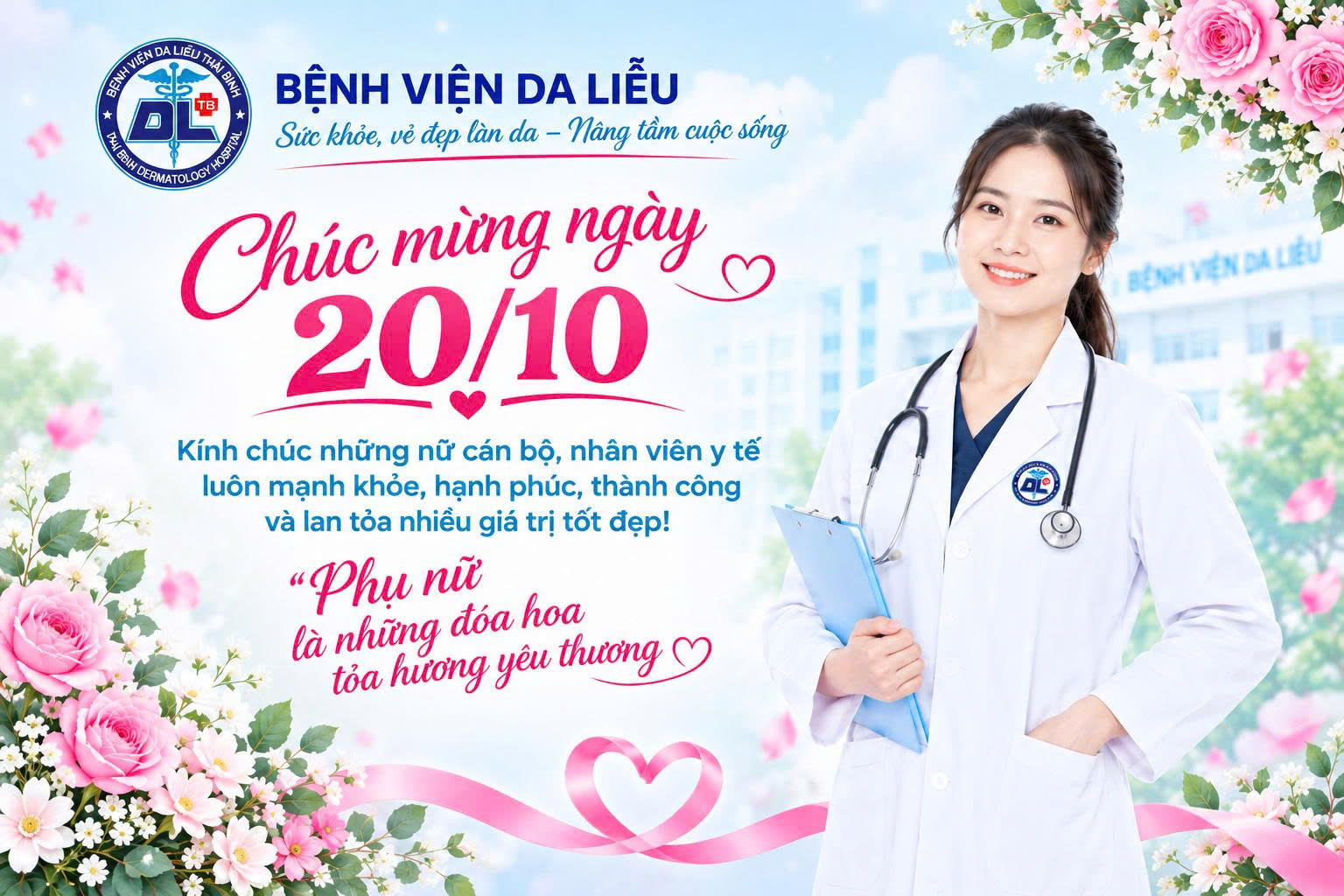 BỆNH VIỆN DA LIỄU CHÀO MỪNG NGÀY PHỤ NỮ VIỆT NAM 20/10  Tôn vinh những đóng góp – Lan tỏa yêu thương – Cùng xây dựng bệnh viện phát triển