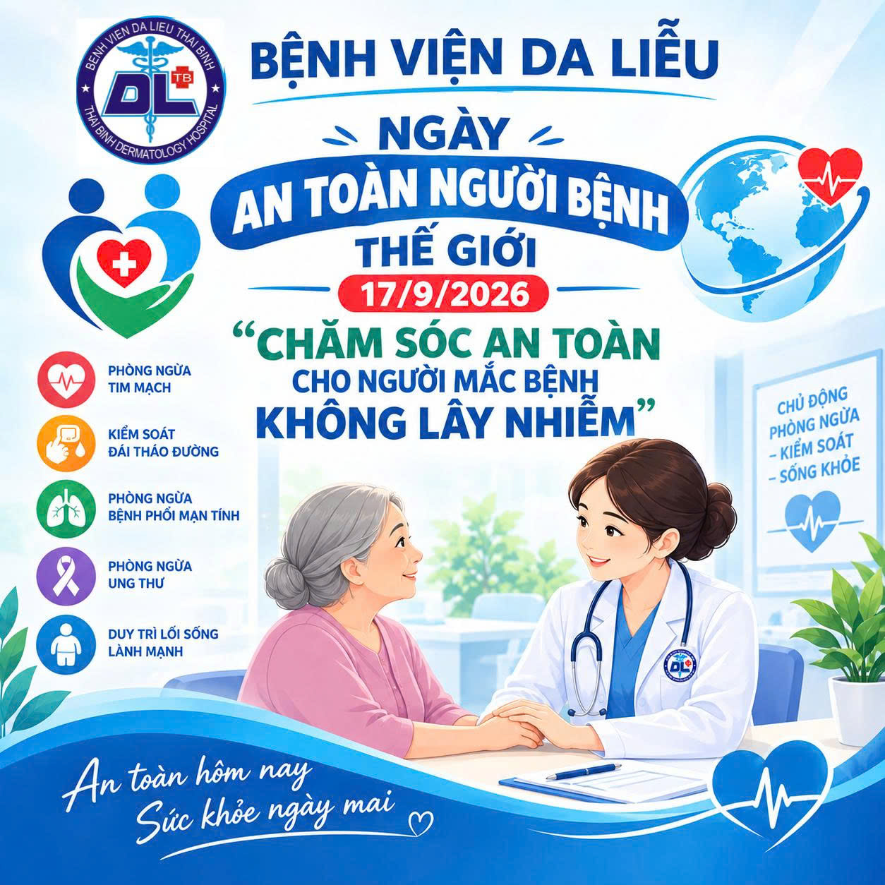 NGÀY AN TOÀN NGƯỜI BỆNH THẾ GIỚI 17/9/2026  CHĂM SÓC AN TOÀN – VÌ CUỘC SỐNG!