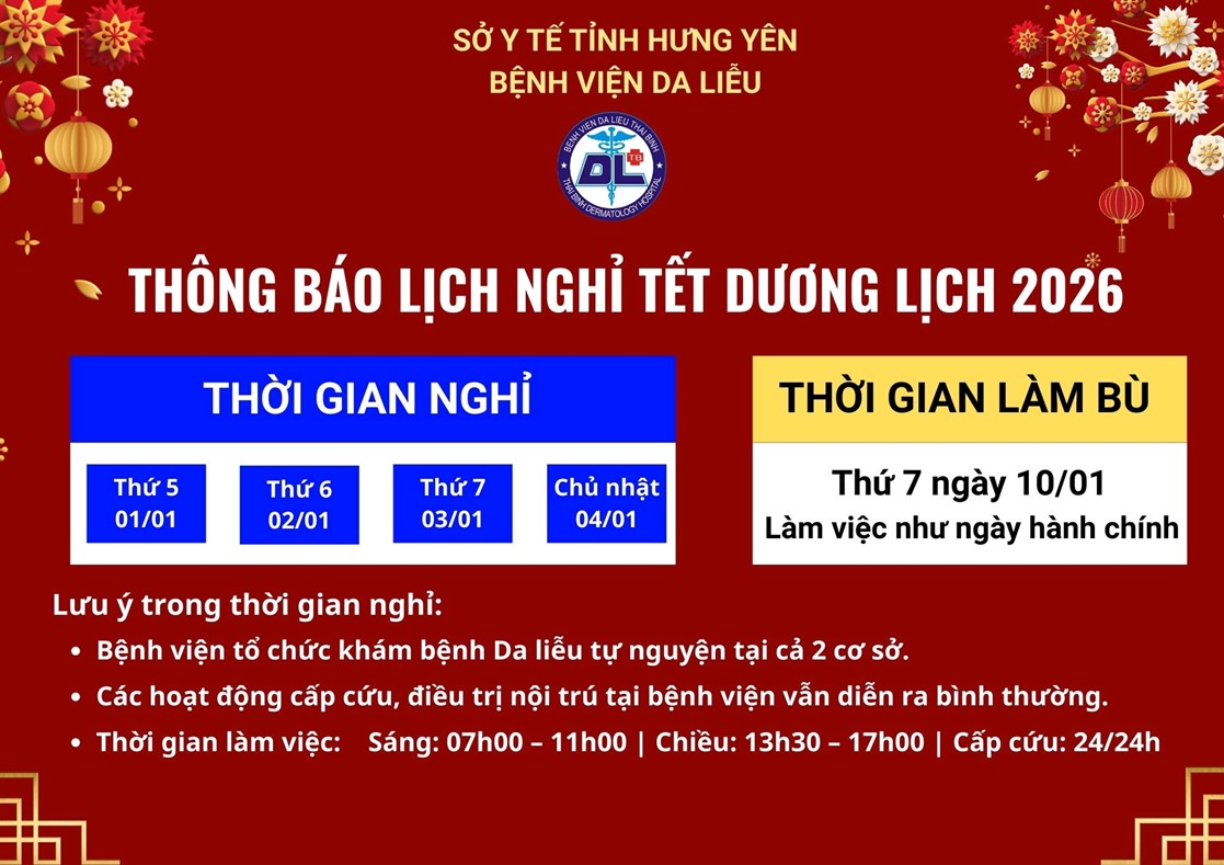 THÔNG BÁO LỊCH NGHỈ TẾT DƯƠNG LỊCH NĂM 2026  ​