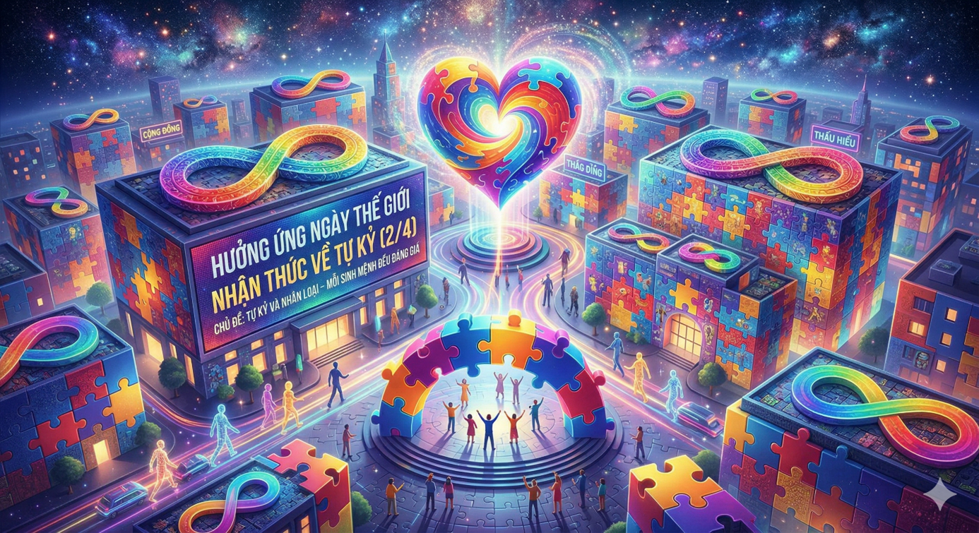 HƯỞNG ỨNG NGÀY THẾ GIỚI NHẬN THỨC VỀ TỰ KỶ (02/4) Thông điệp: “Tự kỷ và Nhân loại – Mỗi sinh mệnh đều đáng giá”