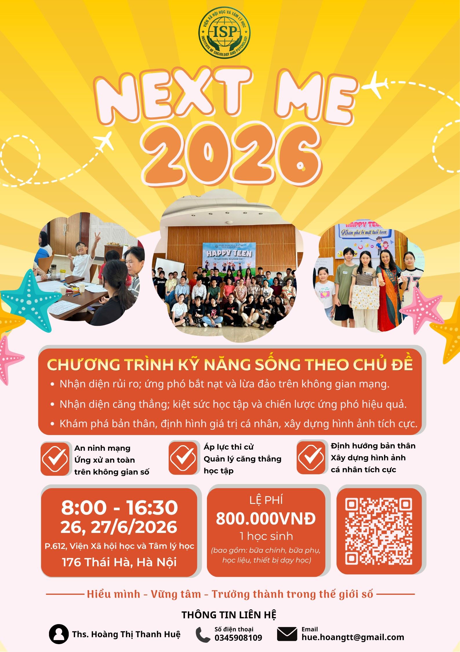 Viện Xã hội học và Tâm lý học tổ chức chương trình kỹ năng sống NEXT ME 2026