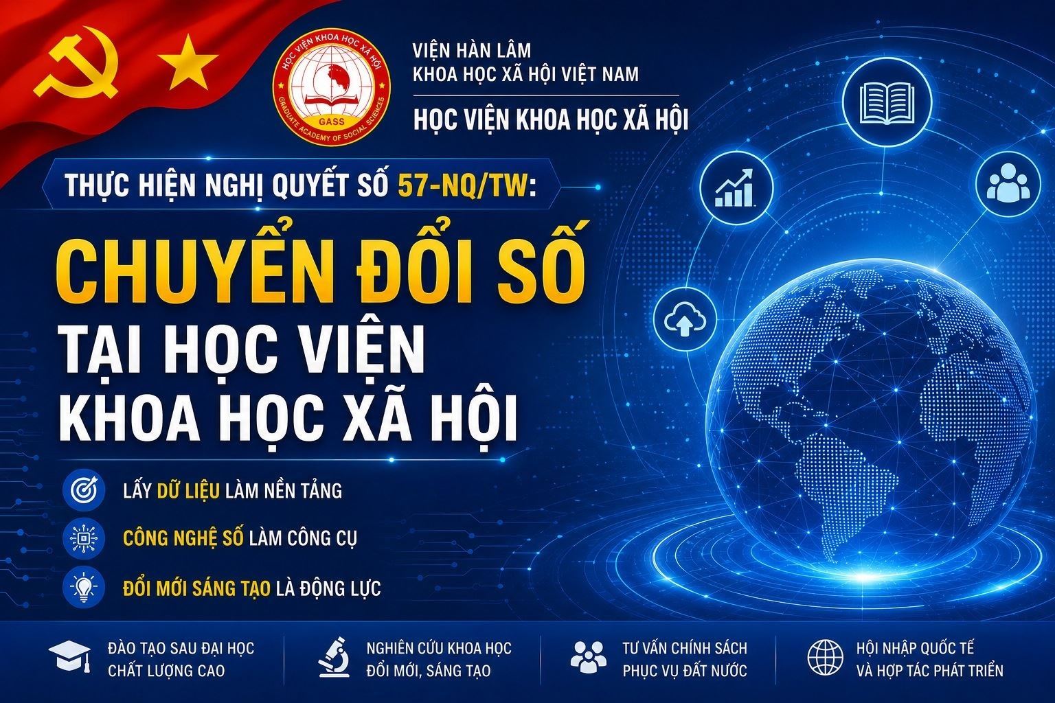 Thực hiện Nghị quyết số 57-NQ/TW ngày 22/12/2024 của Bộ Chính trị về đột phá phát triển khoa học, công nghệ đổi mới sáng tạo và chuyển đổi số quốc gia tại Học viện Khoa học xã hội