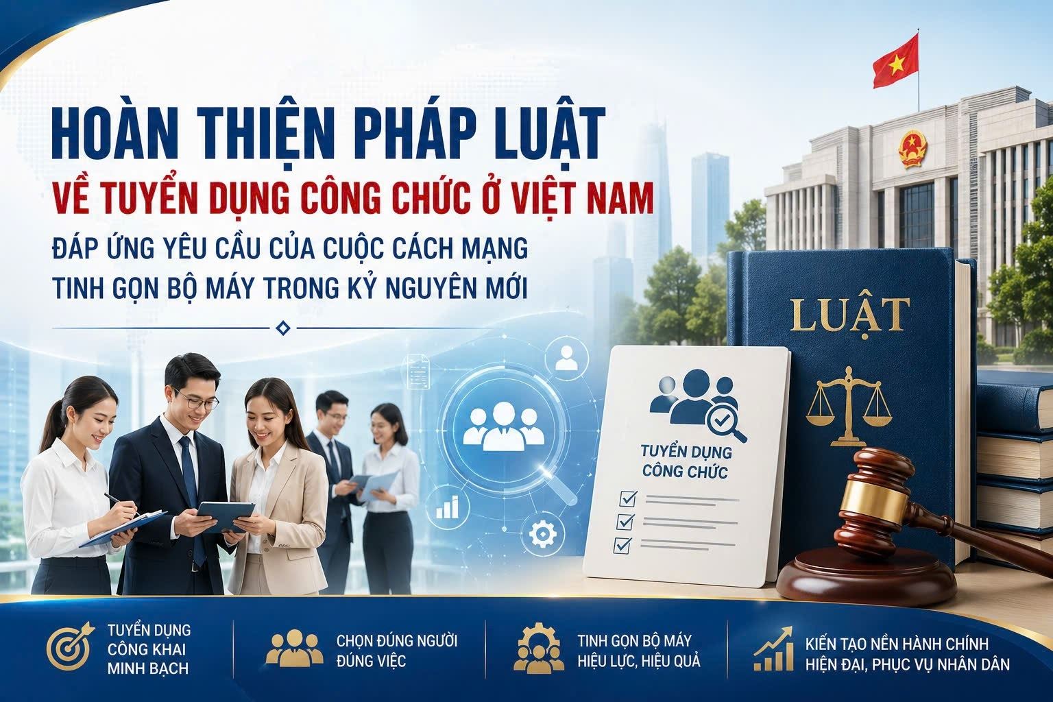 Hoàn thiện pháp luật về tuyển dụng công chức ở Việt Nam đáp ứng yêu cầu của cuộc cách mạng tinh gọn bộ máy trong kỷ nguyên mới