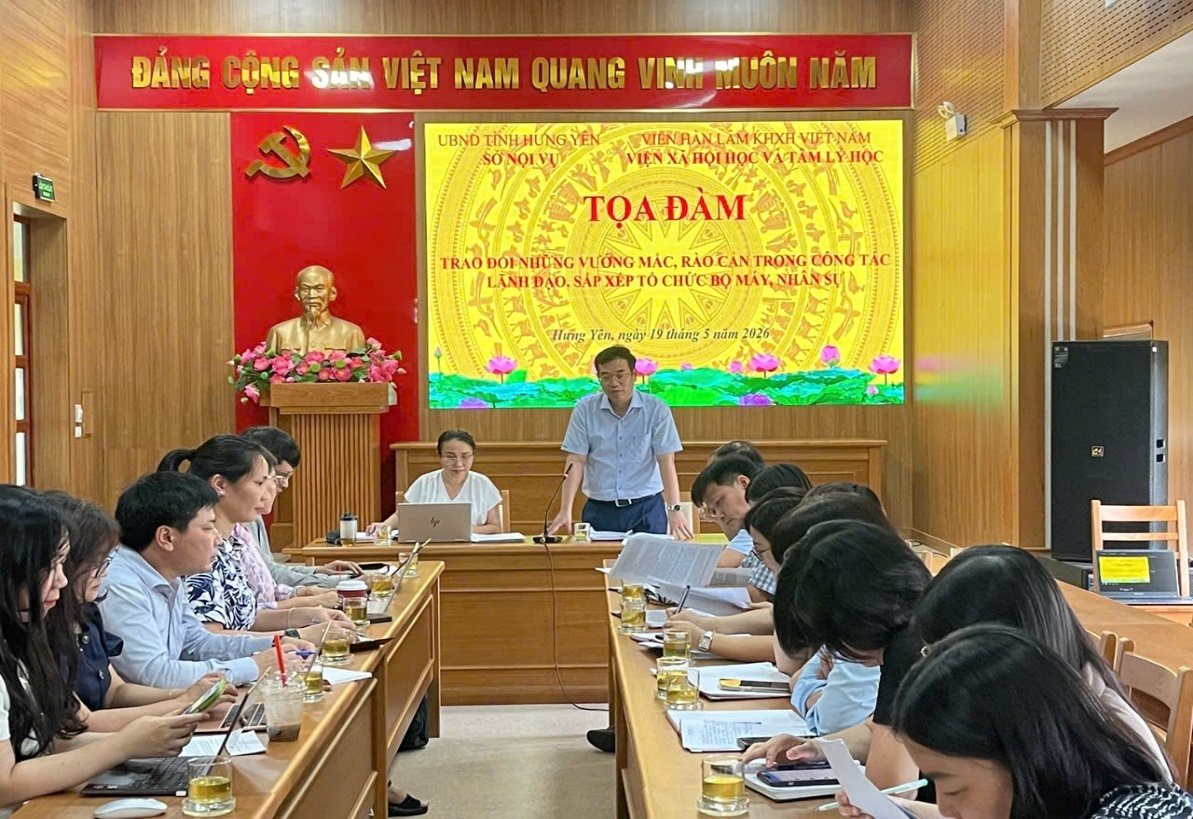 Đoàn công tác Viện Xã hội học và Tâm lý học làm việc tại tỉnh Hưng Yên về thực tiễn sắp xếp tổ chức bộ máy, đơn vị hành chính