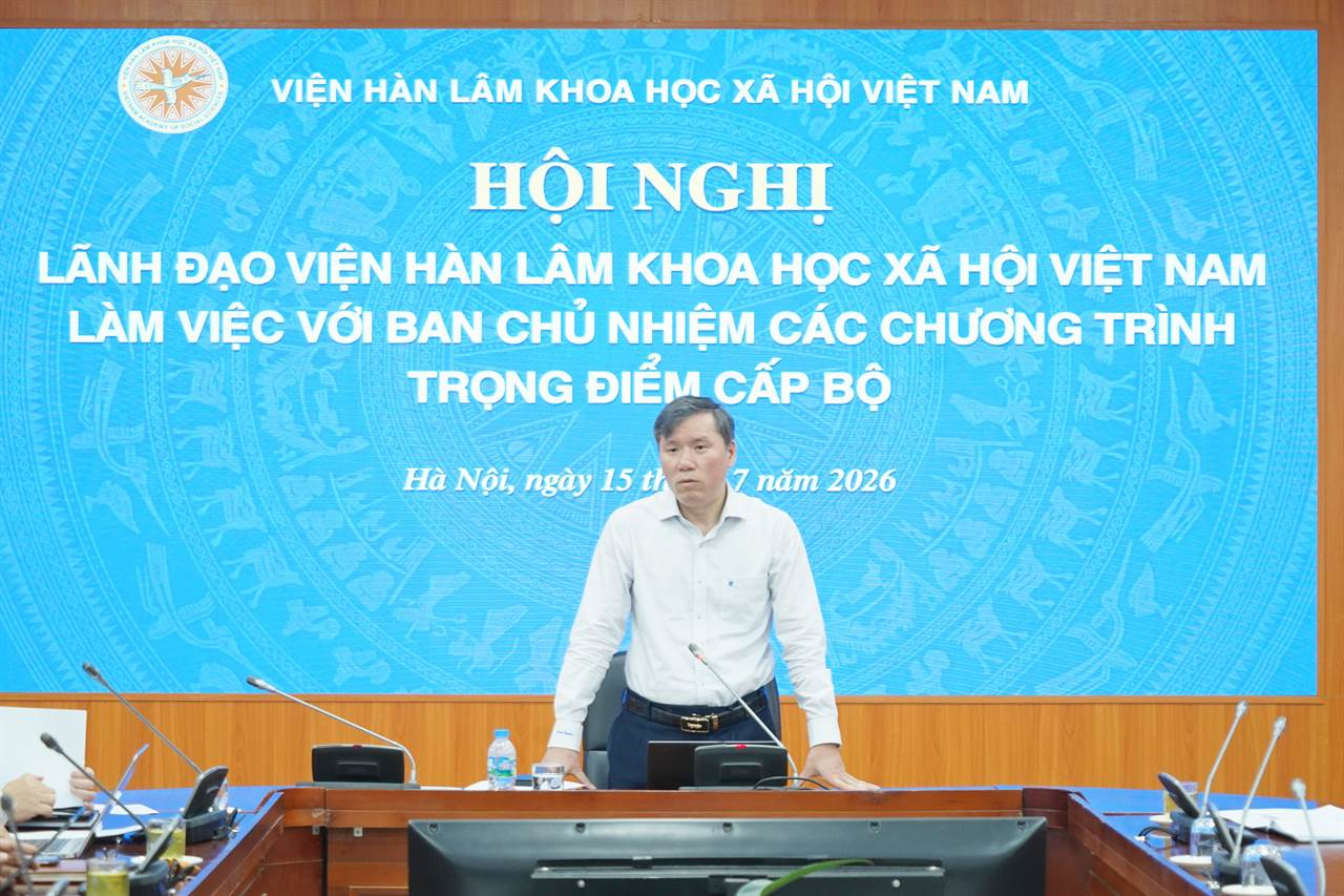 Hội nghị Lãnh đạo Viện Hàn lâm Khoa học xã hội Việt Nam làm việc với Ban Chủ nhiệm các Chương trình khoa học và công nghệ trọng điểm cấp Bộ