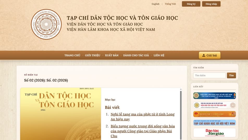 Trân trọng giới thiệu website Tạp chí Dân tộc học và Tôn giáo học