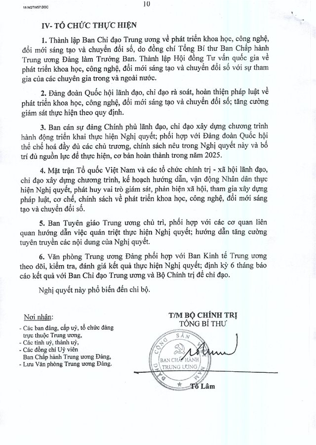 TOÀN VĂN: Nghị quyết 57-NQ/TW về đột phá phát triển khoa học, công nghệ, đổi mới sáng tạo và chuyển đổi số quốc gia- Ảnh 11.