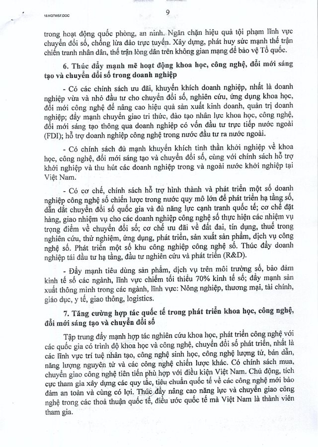 TOÀN VĂN: Nghị quyết 57-NQ/TW về đột phá phát triển khoa học, công nghệ, đổi mới sáng tạo và chuyển đổi số quốc gia- Ảnh 7.