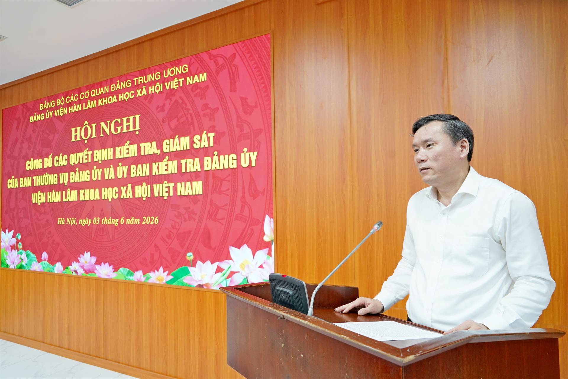 Hội nghị Công bố quyết định kiểm tra, giám sát của Ban Thường vụ Đảng ủy và Ủy ban Kiểm tra Đảng ủy Viện Hàn lâm Khoa học xã hội Việt Nam