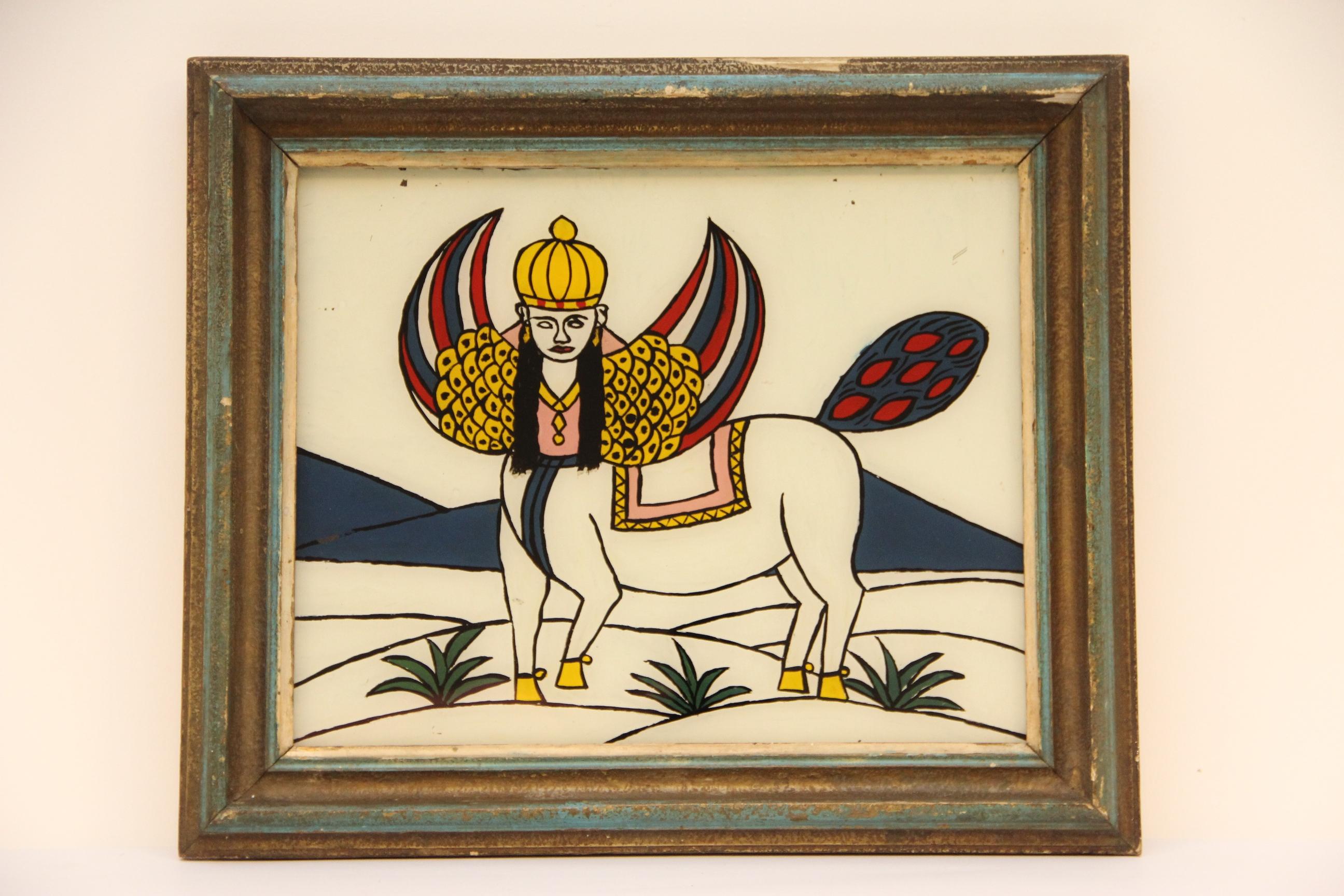 Ngựa thần có đôi cánh lớn, đầu người, đuôi gà trống. Buraq chở nhà tiên tri Mohammad từ Mecca tới Jerusalem rồi lên trời

~1990
Bondowoso, Java