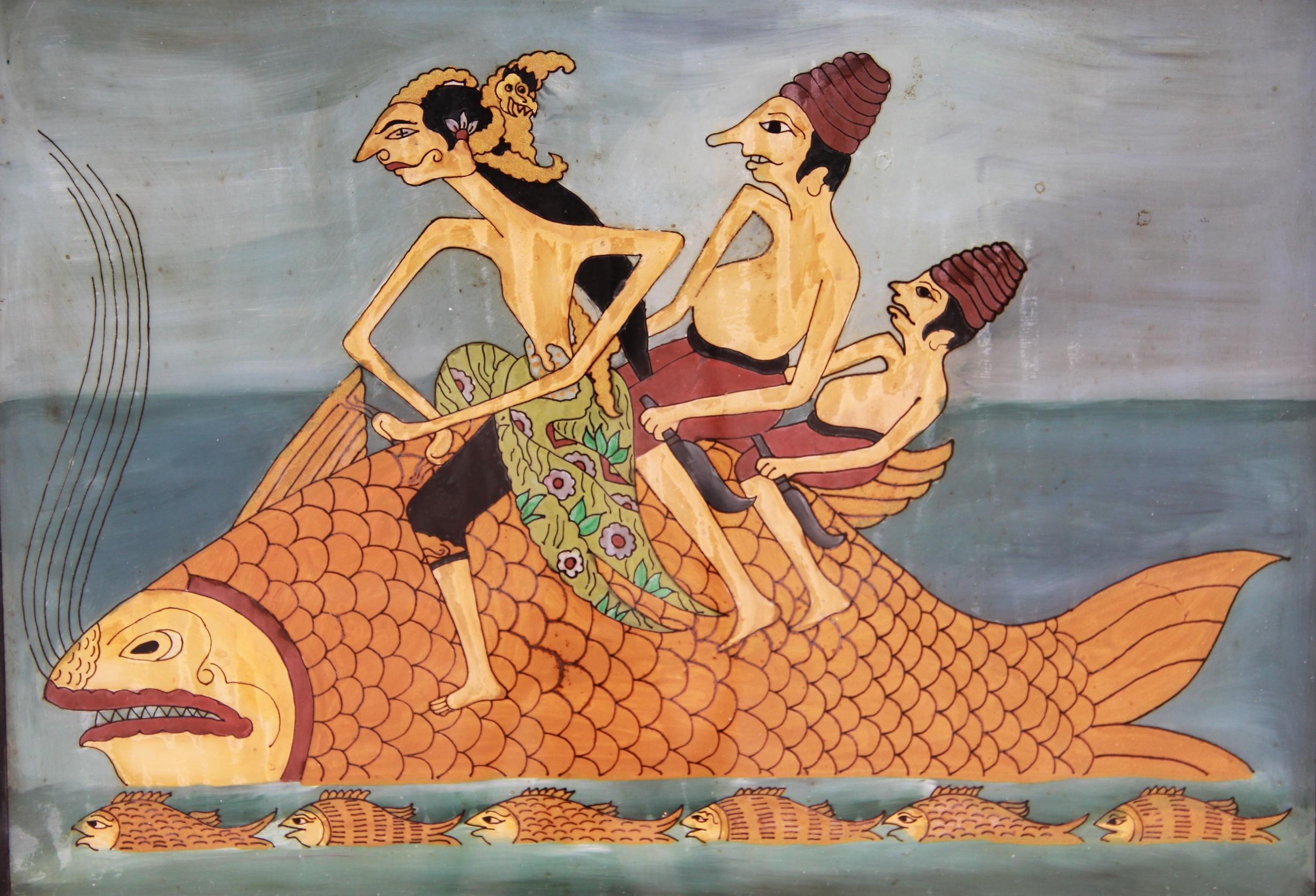 Hoàng tử Mursada và 2 tín đồ đang cưỡi cá khổng lồ tới đảo Salaka tìm lá bùa giúp duy trì niềm tin

Sulasno, ~1980
Yogyakarta, Java