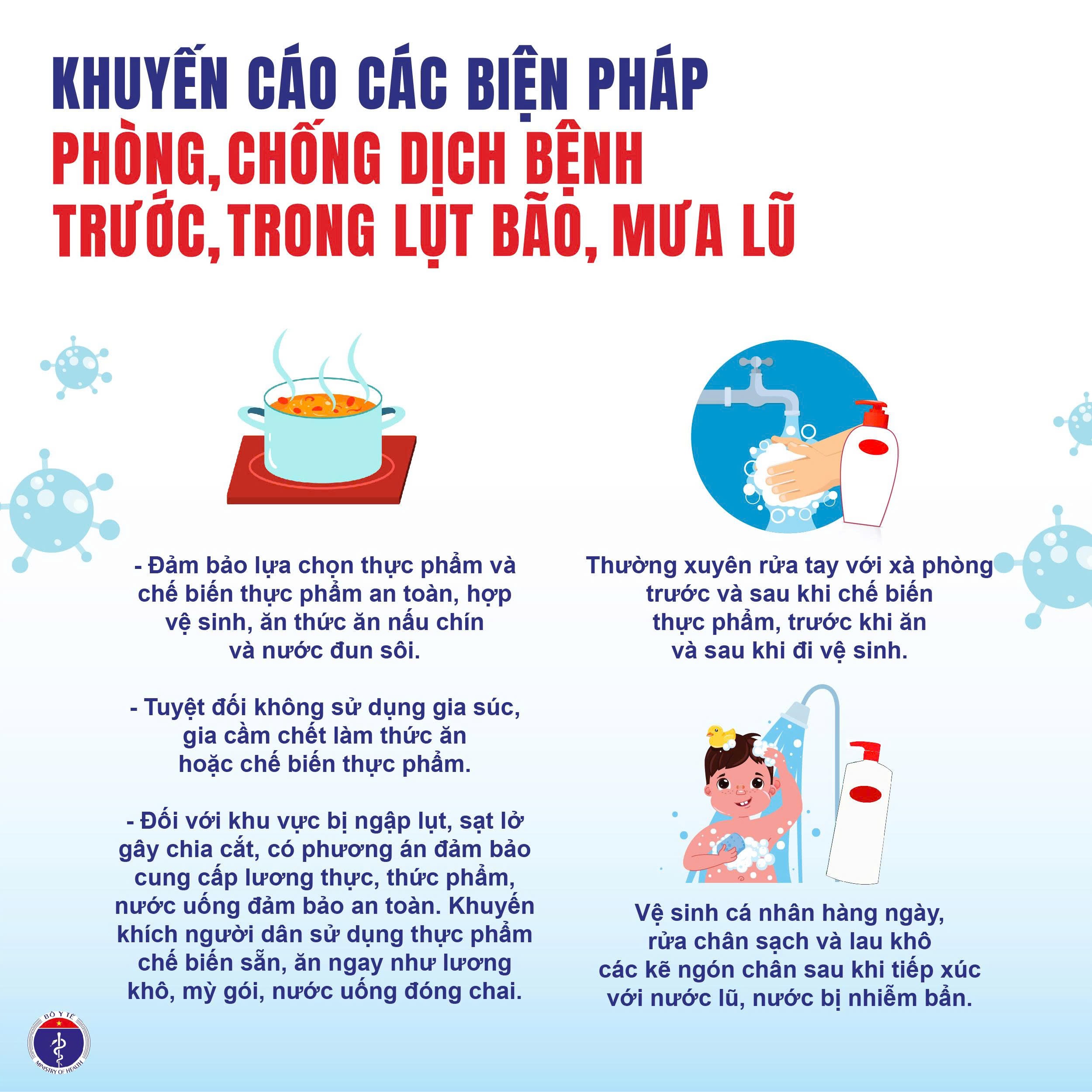 KHUYẾN CÁO PHÒNG, CHỐNG MỘT SỐ BỆNH THƯỜNG GẶP  TRONG MÙA MƯA, NGẬP ÚNG